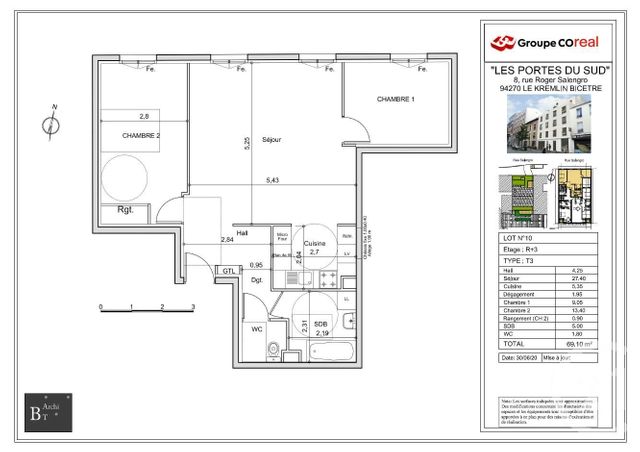 Appartement F3 à vendre - 3 pièces - 69.1 m2 - LE KREMLIN BICETRE - 94 - ILE-DE-FRANCE - Century 21 K.B. Immobilier