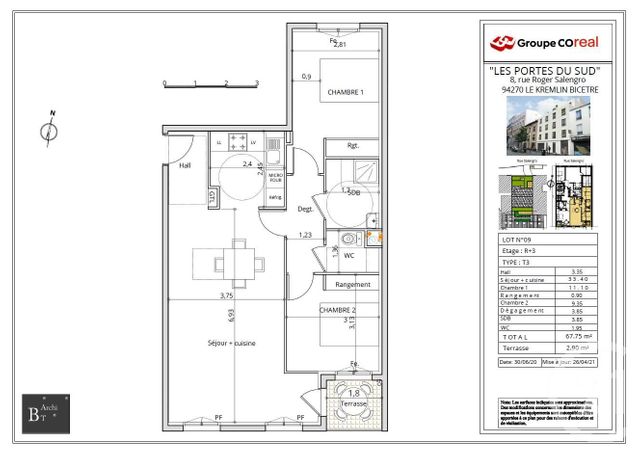 Appartement F3 à vendre - 3 pièces - 67.9 m2 - LE KREMLIN BICETRE - 94 - ILE-DE-FRANCE - Century 21 K.B. Immobilier